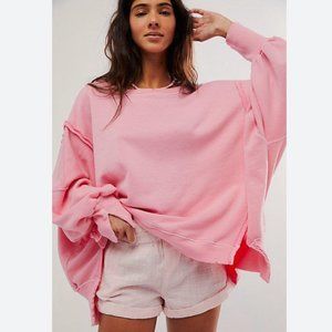 FREE PEOPLE CAMDEN Pink OVERSIZED PULLOVER Sweatshirt We the Free
